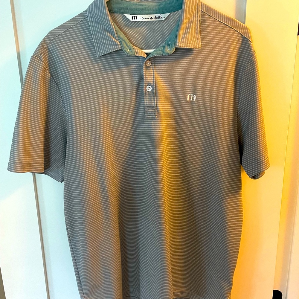 Travis Mathew Gray/Green striped. Size M